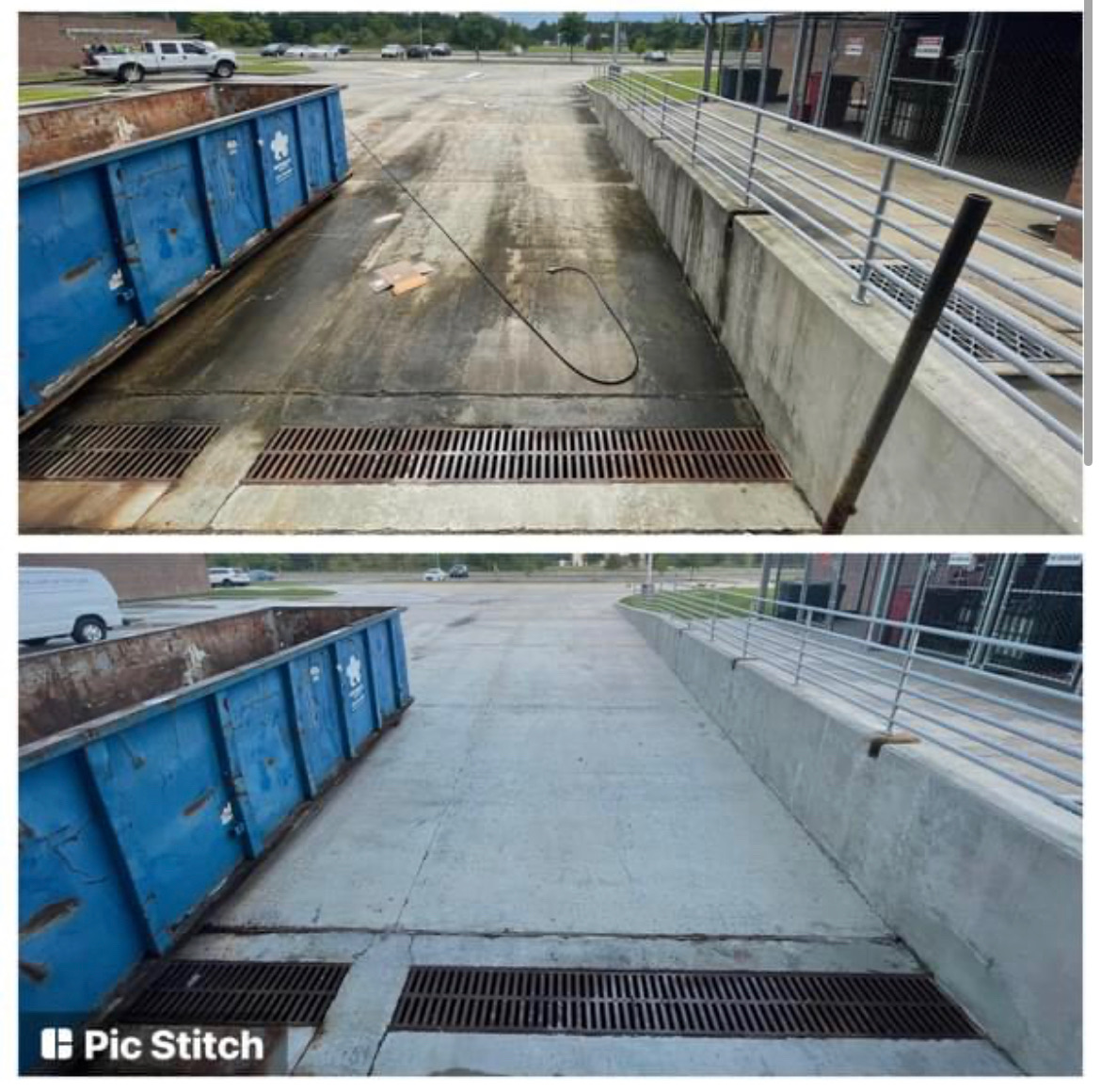 Truck dock pressure washing